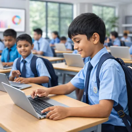 Student participating in classroom learning